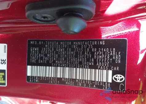 2025 Toyota Corolla Le z USA, uszkodzony, nr VIN 5YFB4MDEXSP262286